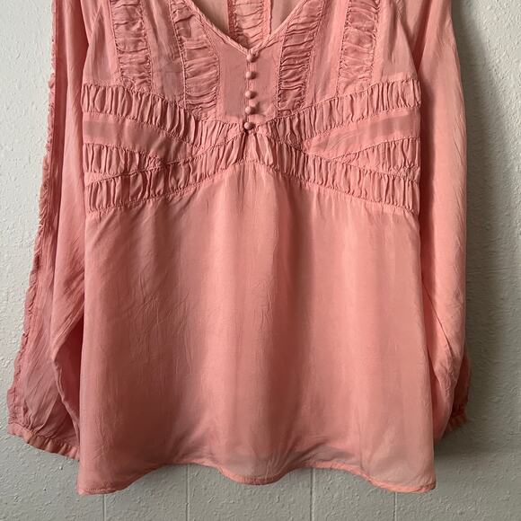 J. Jill Womens Babydoll Top Petite M Puff Sleeve Fairy Cottagecore Boho Chic - Picture 4 of 12